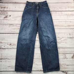 UNIQLO U Wide Fit Curved Jeans 425520 High Rise Blue Denim‎ Pants Size 24x31